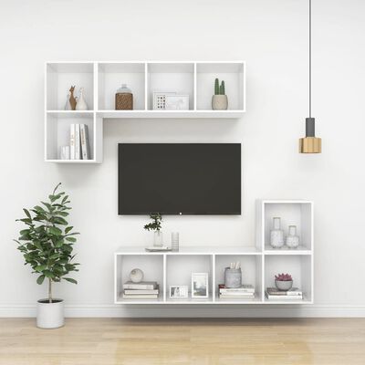 vidaXL Wall-mounted TV Cabinet White 37x37x142.5 cm Chipboard