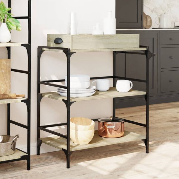vidaXL Kitchen Trolley Sonoma Oak 81.5x41x92.5 cm Engineered Wood
