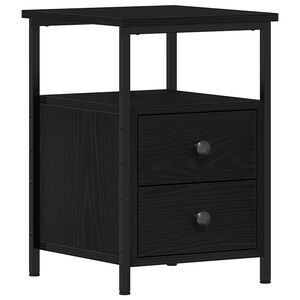vidaXL Bedside Cabinet Black Oak 34x35.5x50 cm Engineered Wood