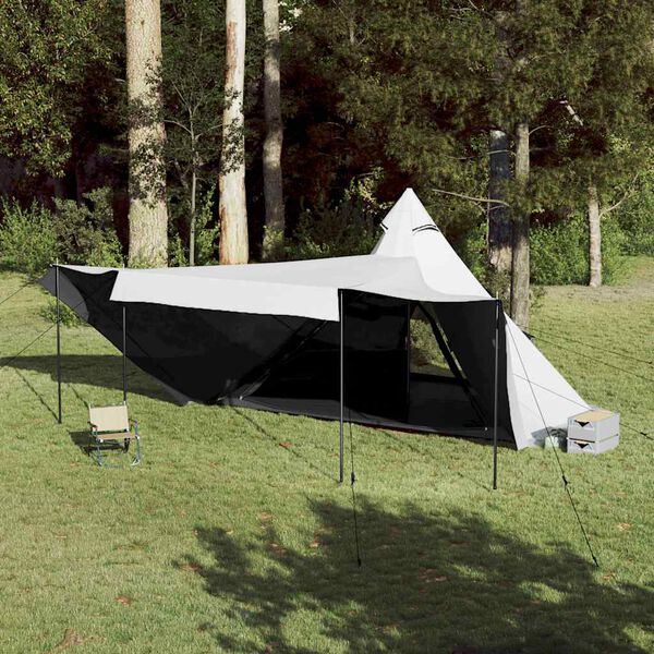 vidaXL Family Tent Tipi 8-Person White Blackout Fabric Waterproof