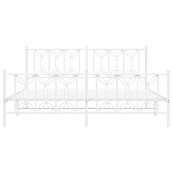 vidaXL Metal Bed Frame without Mattress with Footboard White 180x200cm
