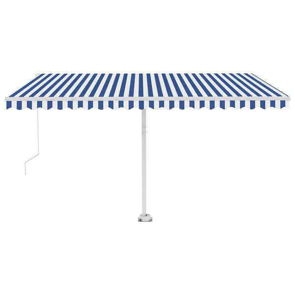 vidaXL Freestanding Manual Retractable Awning 400x350 cm Blue/White