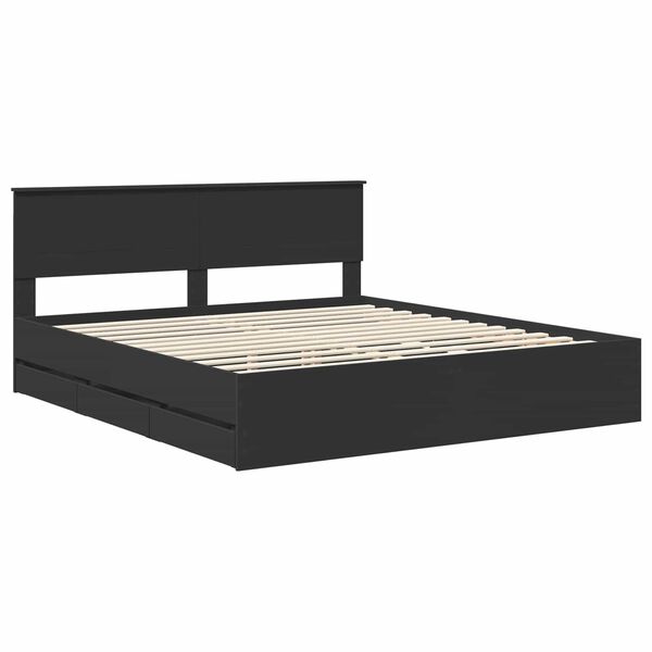 vidaXL Bed Frame with Drawer Black 180 x 200 cm Engineer Wood