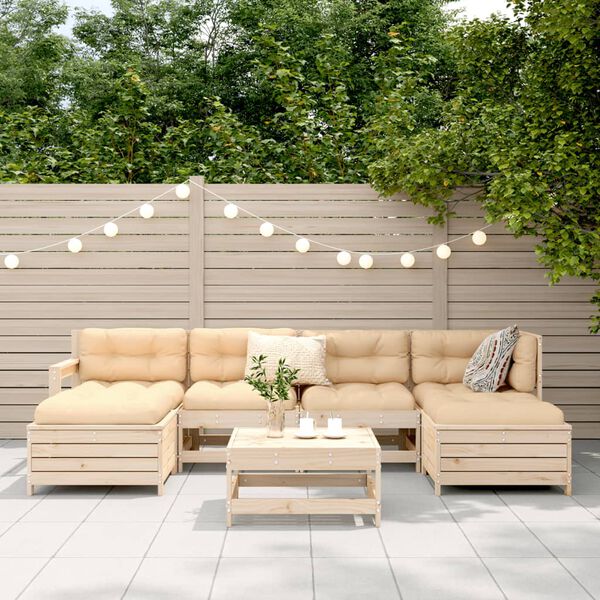 vidaXL 7 Piece Garden Sofa Set Solid Wood Pine