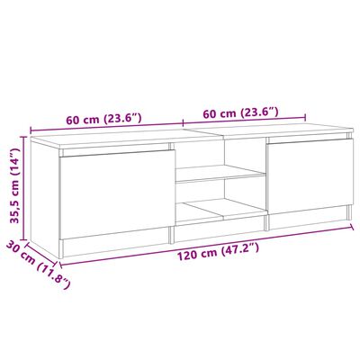 vidaXL TV Cabinet with LED Lights Sonoma Oak 120x30x35.5 cm