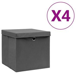 vidaXL Storage Boxes with Covers 4 pcs 28x28x28 cm Grey