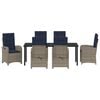 vidaXL Garden Dining Set with Cushion 7 pcs Grey Poly Rattan