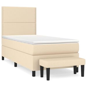 vidaXL Box Spring Bed with Mattress Cream 90x190 cm Fabric