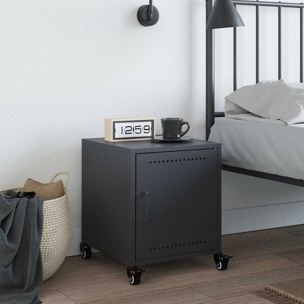 vidaXL Bedside Cabinet Anthracite 36x39x43.5 cm Steel