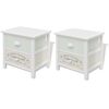 vidaXL Bedside Cabinet | Set of 2 | White | Paulownia wood | Compact
