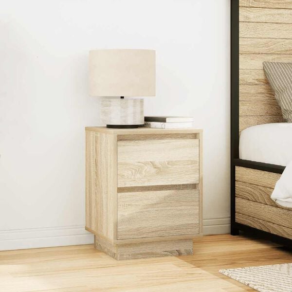 vidaXL Bedside Cabinets with LED Lights&nbsp;2 pcs Sonoma Oak 38x34x50 cm