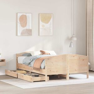 vidaXL Bed Frame without Mattress 135x190 cm Double Solid Wood Pine