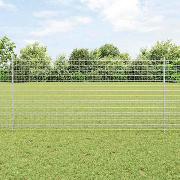 vidaXL Fence with Post Silver 1.2 x 10 m Steel