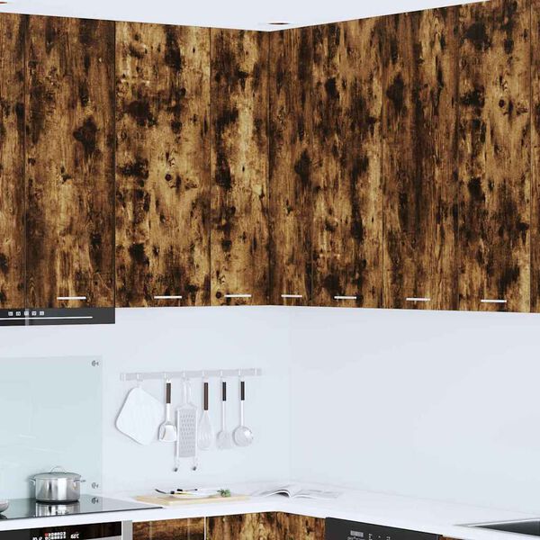 vidaXL Hanging Cabinet with Door Smoked Oak and White 57 x 57 x 100 cm