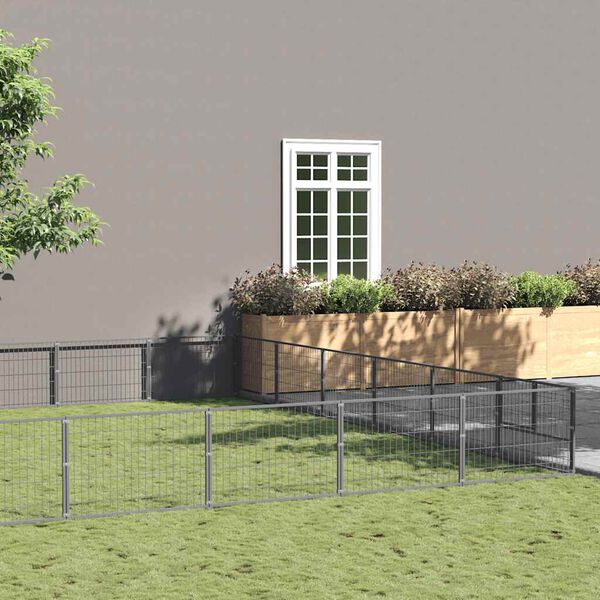 vidaXL Dog Kennel Silver 60 m&sup2; Steel