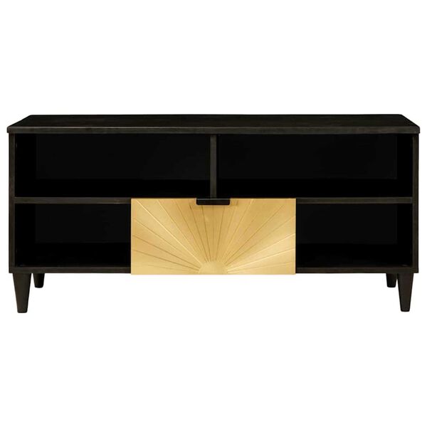 vidaXL TV Cabinet Black and Gold 100 x 33 x 46 cm Engineered wood