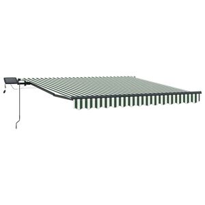 vidaXL Retractable Awning Green and White 350 x 250 cm