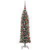 vidaXL Artificial Slim Christmas Tree Green and white 120 cm