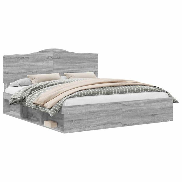 vidaXL Bed Frame Grey Sonoma 180 x 200 cm Solid Pine Wood