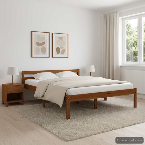 vidaXL Bed Frame without Mattress Honey Brown Solid Pine Wood 120x200cm