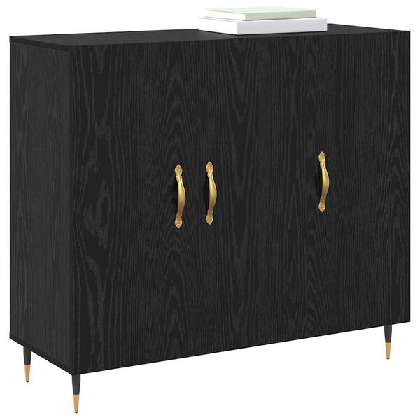 vidaXL Sideboard Black Oak 90 x 34 x 80 cm Engineered Wood