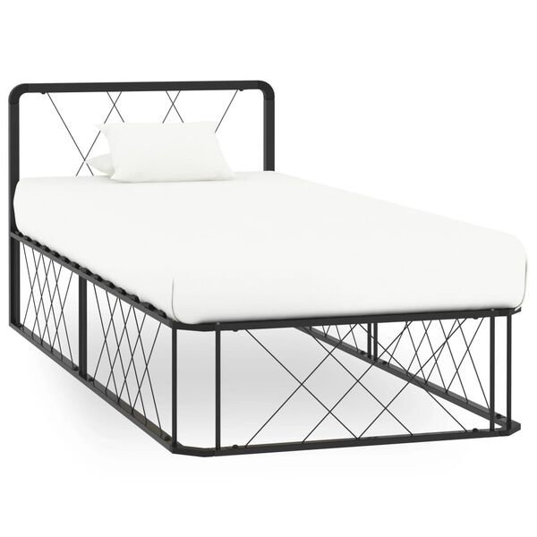 vidaXL Bed Frame without Mattress Black Metal 90x200 cm