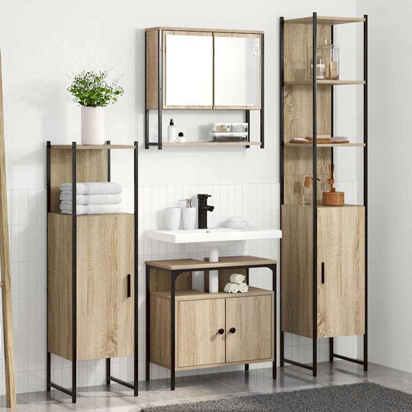 vidaXL Bathroom Furniture Set 4 pcs Sonoma Oak Engineered Wood
