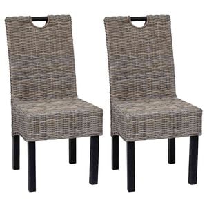 vidaXL Dining Chair 2 pcs Kubu Rattan Mango Wood