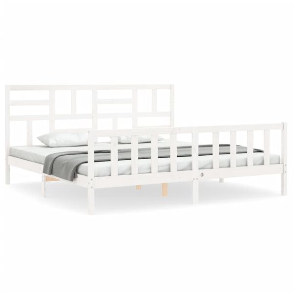 vidaXL Bed Frame without Mattress White Super King Size Solid Wood Pine