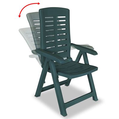 vidaXL Reclining Garden Chairs 6 pcs Plastic Green