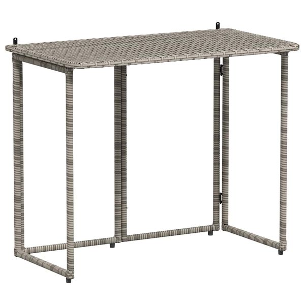 vidaXL Folding Garden Table Grey 90x51x75 cm Poly Rattan