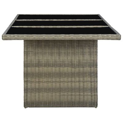 vidaXL Garden Table Brown Poly Rattan and Tempered Glass