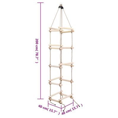 vidaXL Kids Rope Ladder 200 cm Wood