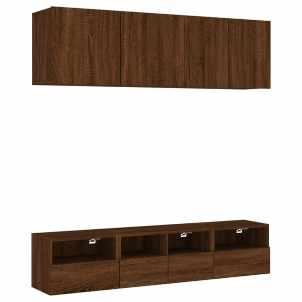 vidaXL 5 Piece TV Wall Units Brown Oak Engineered Wood
