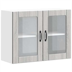 vidaXL Kitchen Wall Cabinet with Glass Door "Lucca" Grey Sonoma