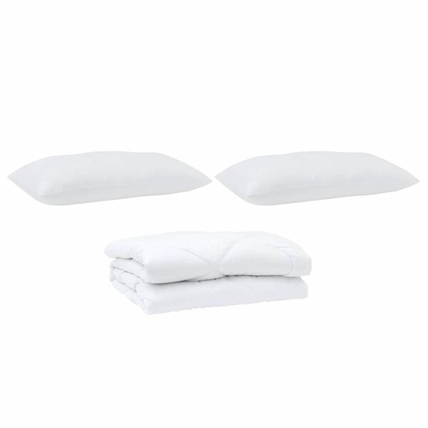 vidaXL Duvet with Pillow 3 pcs White Microfibre