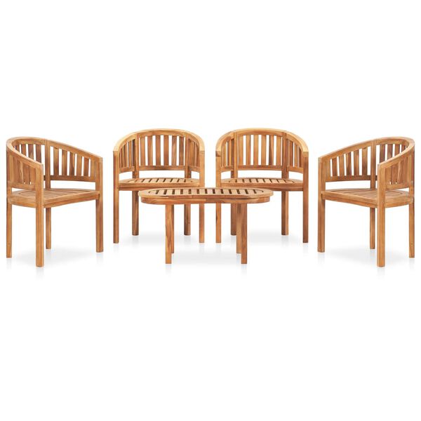 vidaXL 5 Piece Banana Garden Lounge Set Solid Teak Wood