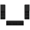 vidaXL 5 Piece TV Wall Units with LED Black Engineered Wood