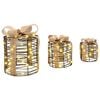 vidaXL Gift Box Decoration 3 pcs Warm white 20 x 20 x 20 cm Rattan