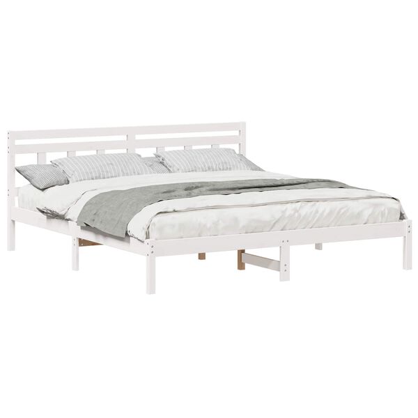 vidaXL Bed Frame White 200 x 200 cm Solid Pine Wood