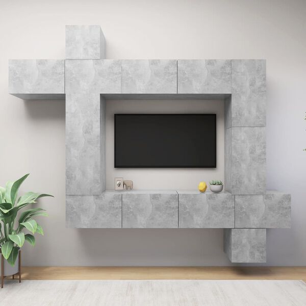 vidaXL 9 Piece TV Cabinet Set Concrete Grey Engineered Wood