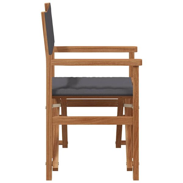 vidaXL Folding Director's Chair Grey 56 x 54 x 87 cm Solid Teak Wood