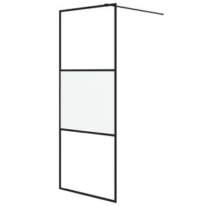 vidaXL Walk-in Shower Wall Black 80x195 cm Half Frosted ESG Glass