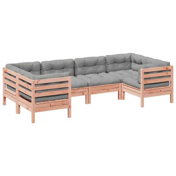 vidaXL 6 Piece Garden Sofa Set with Cushions Solid Wood Douglas Fir