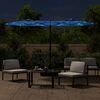 vidaXL Double-Head Garden Parasol with LEDs Azure Blue 316x145 cm