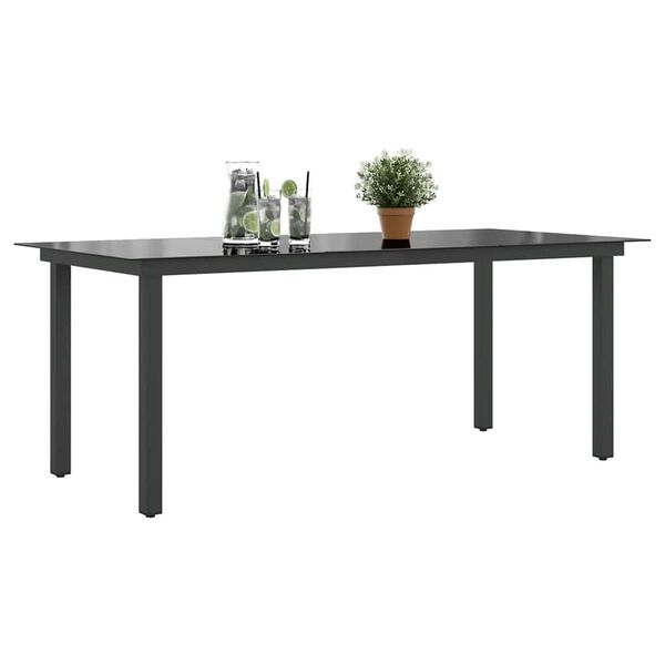 vidaXL Garden Table Black 190x90x74 cm Aluminium and Glass