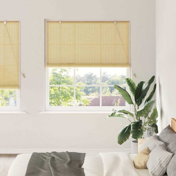 vidaXL Roller Blind with Curtains Manual Nature 150 x 220 cm Bamboo