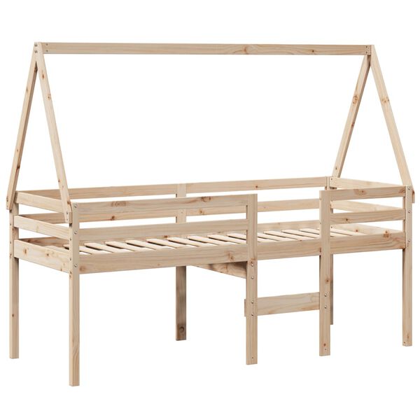 vidaXL High Sleeper Bed without Mattress 90x200 cm Solid Wood Pine