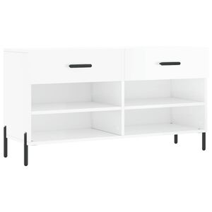 vidaXL Shoe Bench High Gloss White 102x35x55 cm Engineered Wood
