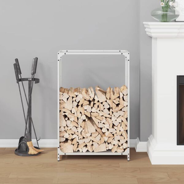vidaXL Firewood Rack White 60x28x90 cm Cold-rolled steel